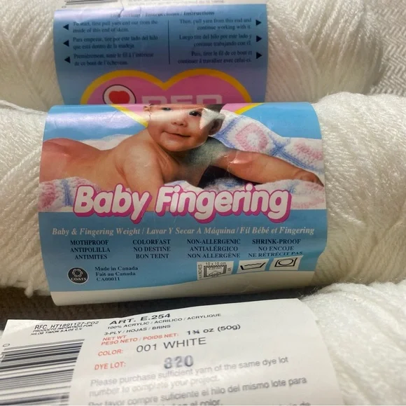 RED HEART•Baby Fingering Yarn•bundle of 5 Vintage - Picture 5 of 6